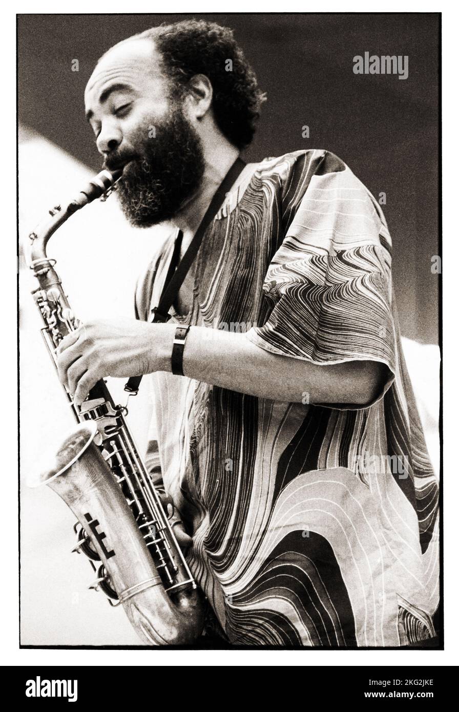 James Spalding in concerto a Brooklyn, New York, verso la fine degli anni '1970s. Foto Stock