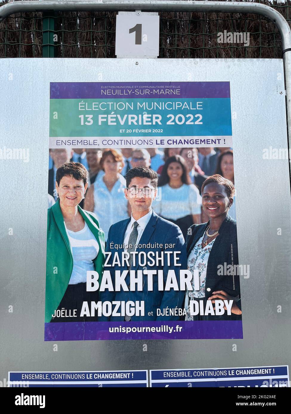 Campagna elettorale locale a Neuilly-sur-Marne, Francia Foto Stock