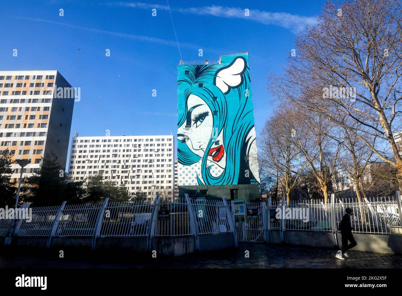 Street art a Parigi, Francia : Turncoat di D*face, Dean StocktonCette image n'est pas tombée dans le domaine public. Il faut obligatoirement obtenir un Foto Stock