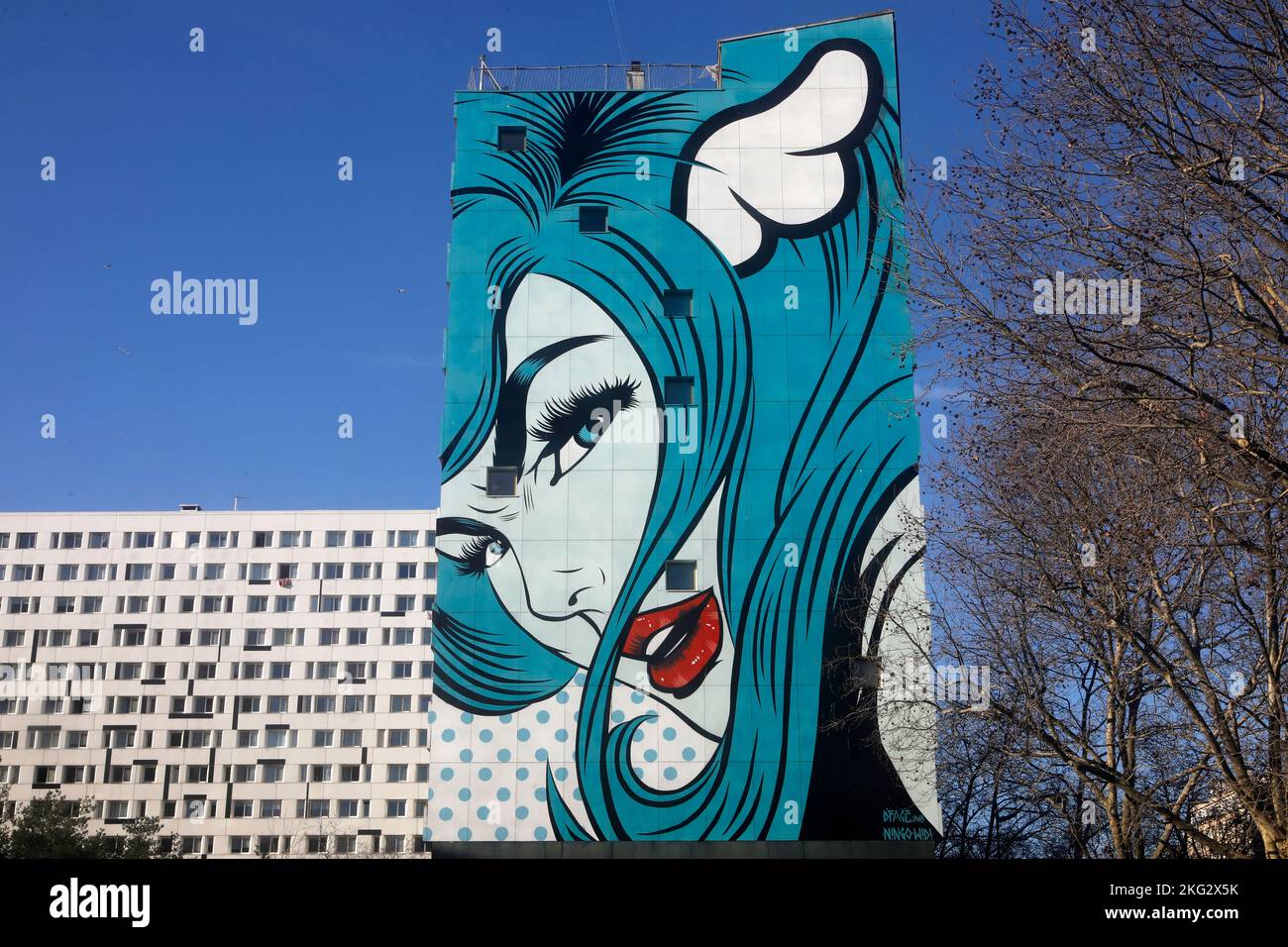 Street art a Parigi, Francia : Turncoat di D*face, Dean StocktonCette image n'est pas tombée dans le domaine public. Il faut obligatoirement obtenir un Foto Stock