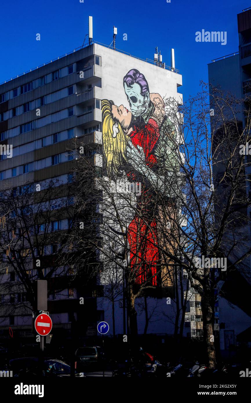 Street art a Parigi, Francia : Love won tear us separatamente, di D*face, Dean StocktonCette image n'est pas tombée dans le domaine public. Il faut obligatoi Foto Stock