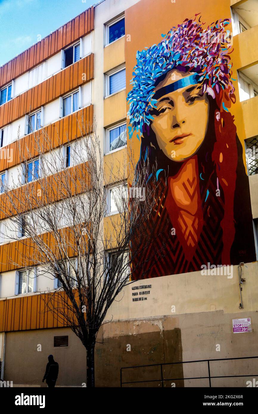 Street art a Parigi, Francia : Evelyn Nesbit di BToyCette image n'est pas tombée dans le domaine public. Il faut obligatoirement obtenir une autorisati Foto Stock