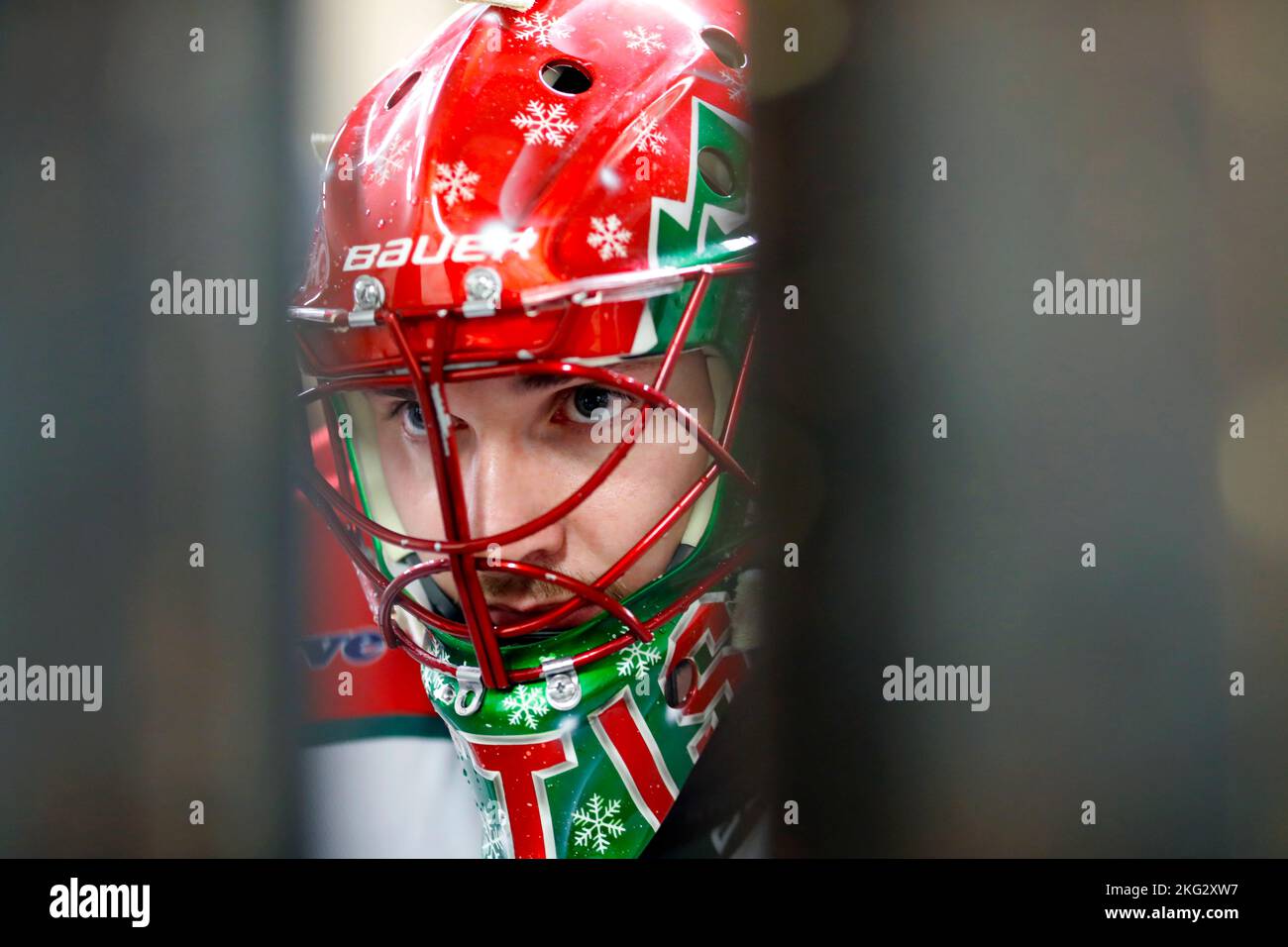 Giocatore di hockey su ghiaccio. Team HC Mont-Blanc. Stagione 2021-22. Francia. Foto Stock