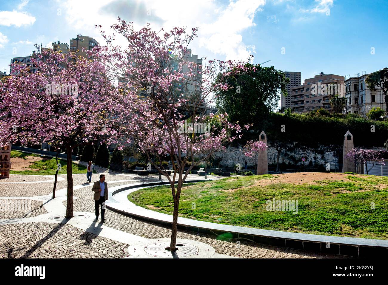 Piccolo parco nel centro di Beirut, Libano Foto Stock