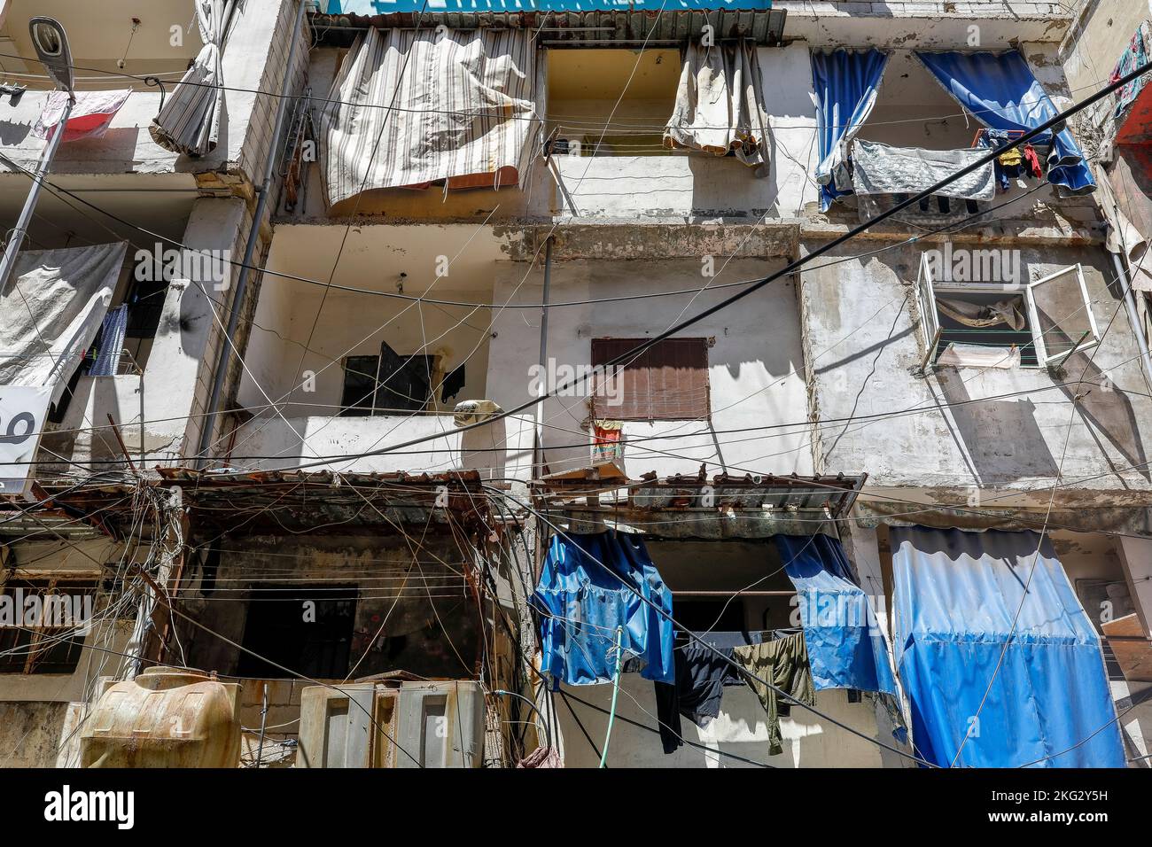 Edifici nel campo profughi di Shatila, Beirut, Libano Foto Stock