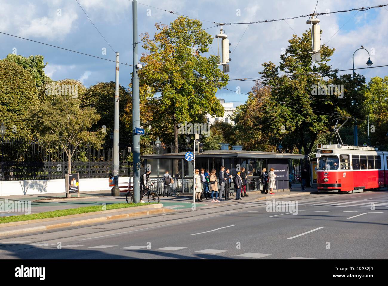 Tram su Burgring a Vienna, Austria Europa UE Foto Stock