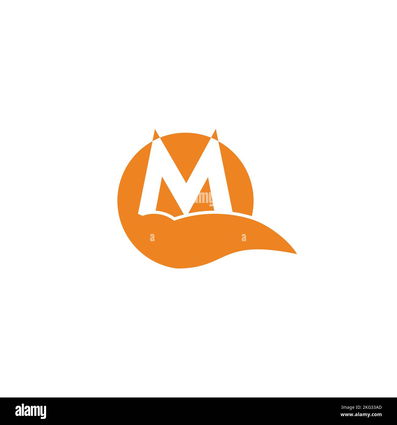 lettera m volpe coda semplice logo vettore Illustrazione Vettoriale