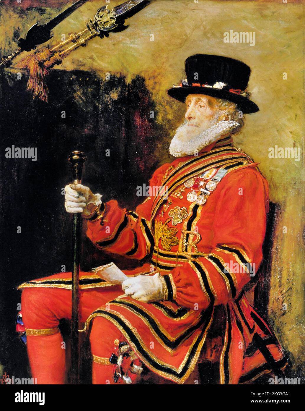 John Everett Millais; lo Yeoman della Guardia; 1878; petrolio su tela; Tate Britain, Londra, Inghilterra. Foto Stock
