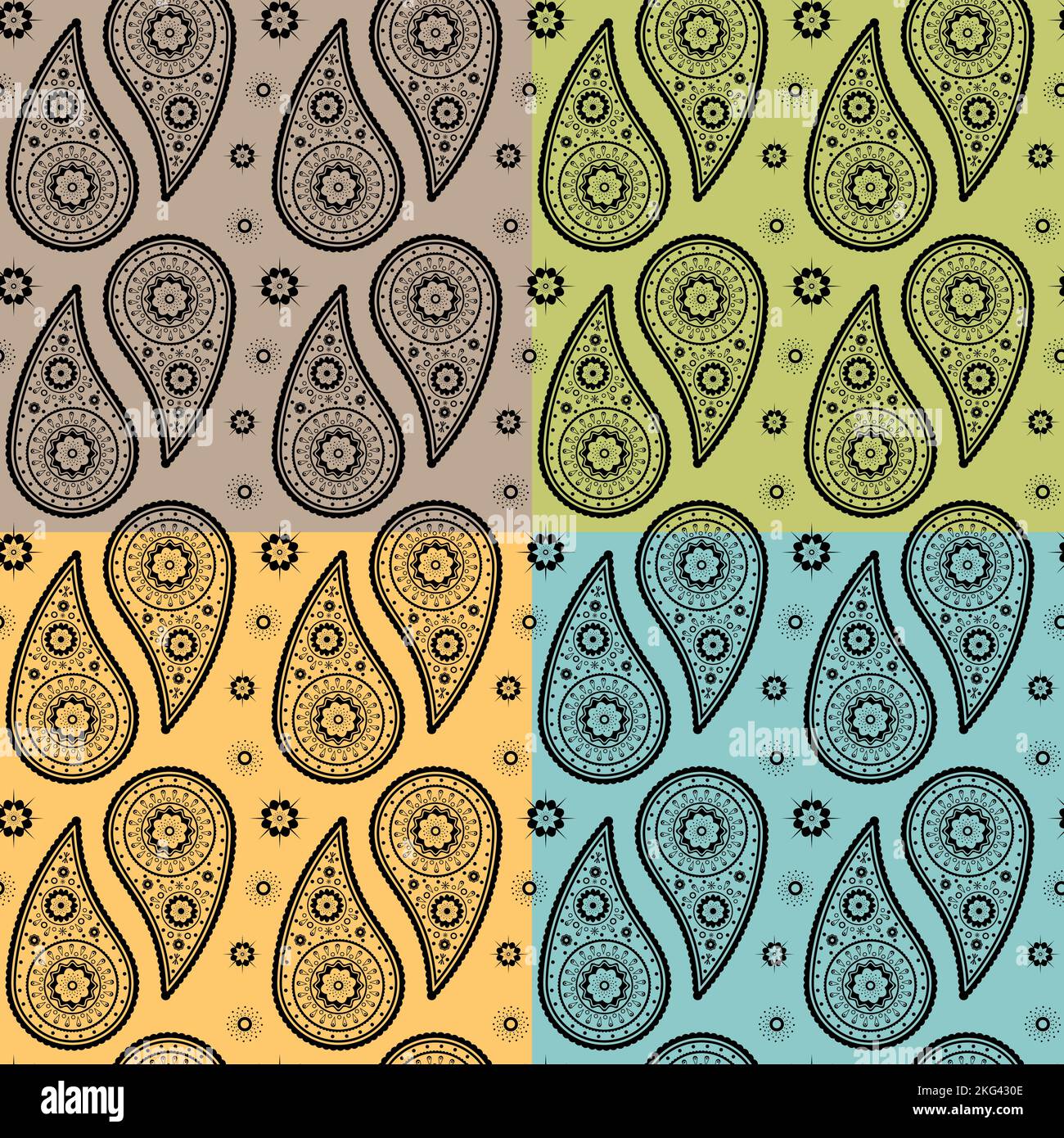 Motivo senza cuciture Paisley. Per la stampa su tessuto o carta. Illustrazione vettoriale, design piatto Illustrazione Vettoriale