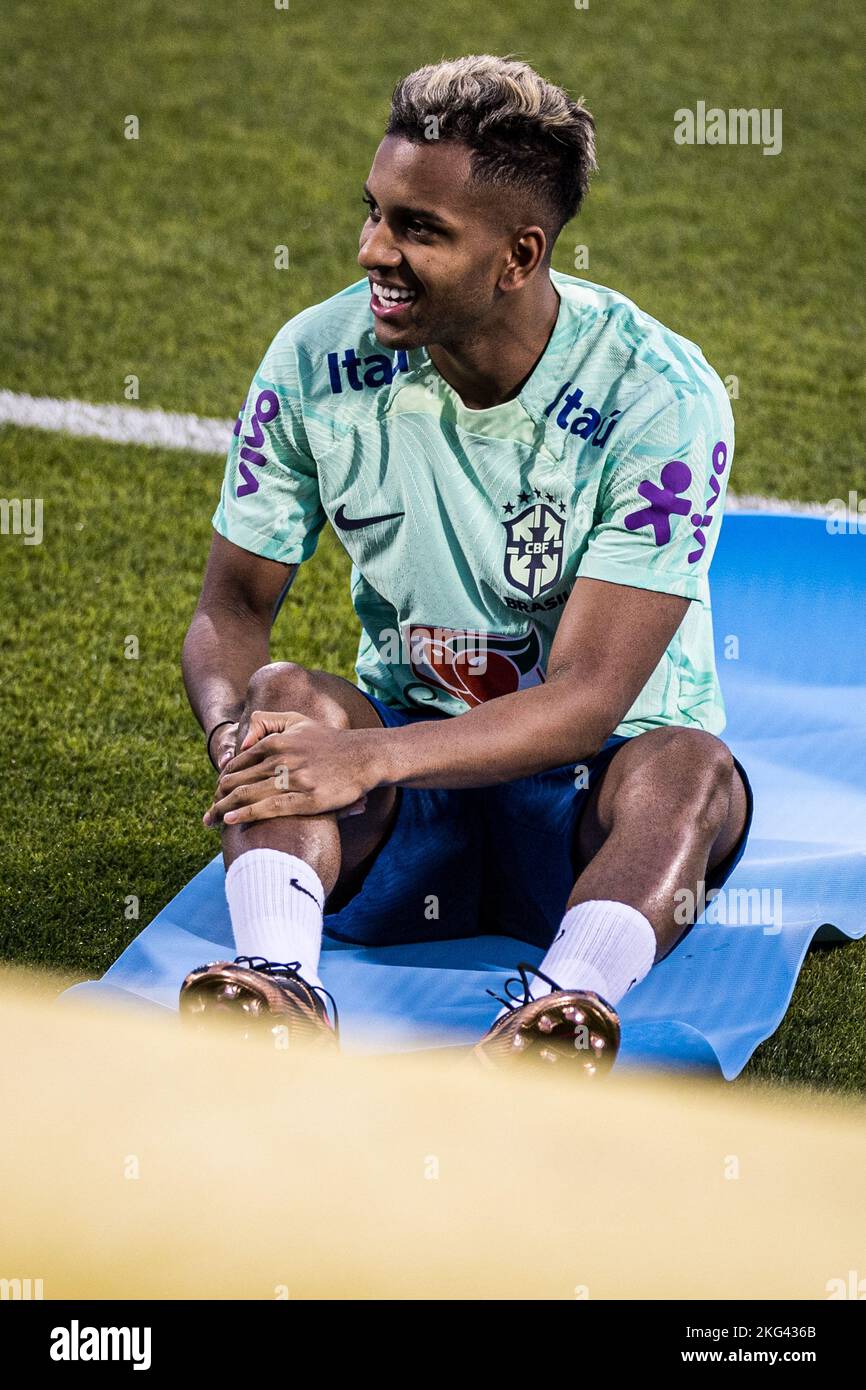 Qatar - 11/21/2022 - COPPA DEL MONDO 2022, ALLENAMENTO IN SQUADRA BRASILIANA - Rodrygo giocatore della Nazionale brasiliana durante l'allenamento allo stadio Grand Hamad. Foto: Pedro Martins/AGIF/Sipa USA Foto Stock