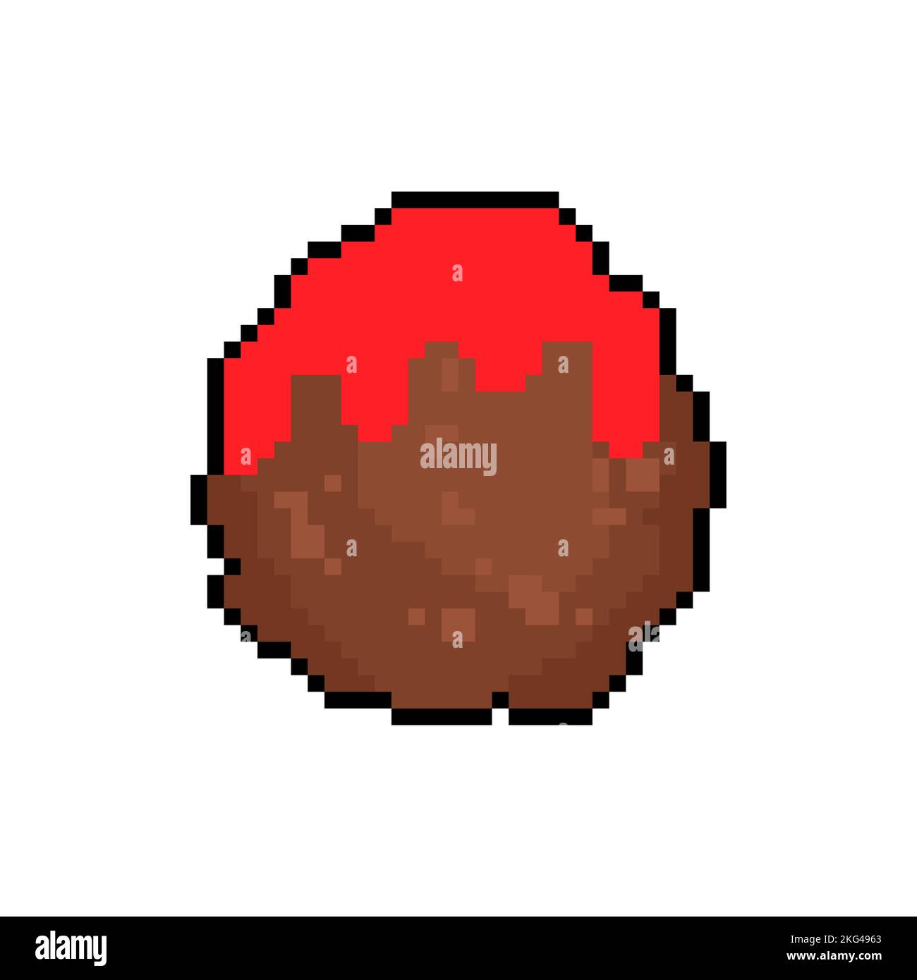 Meatball pixel art. 8 bit palla di carne. Pixelated food Vector Illustration Illustrazione Vettoriale