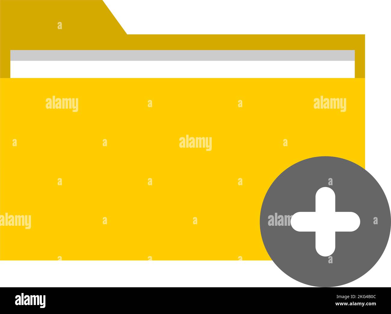 Icona gialla della cartella con il segno più, icona per l'aggiunta di file Illustrazione Vettoriale