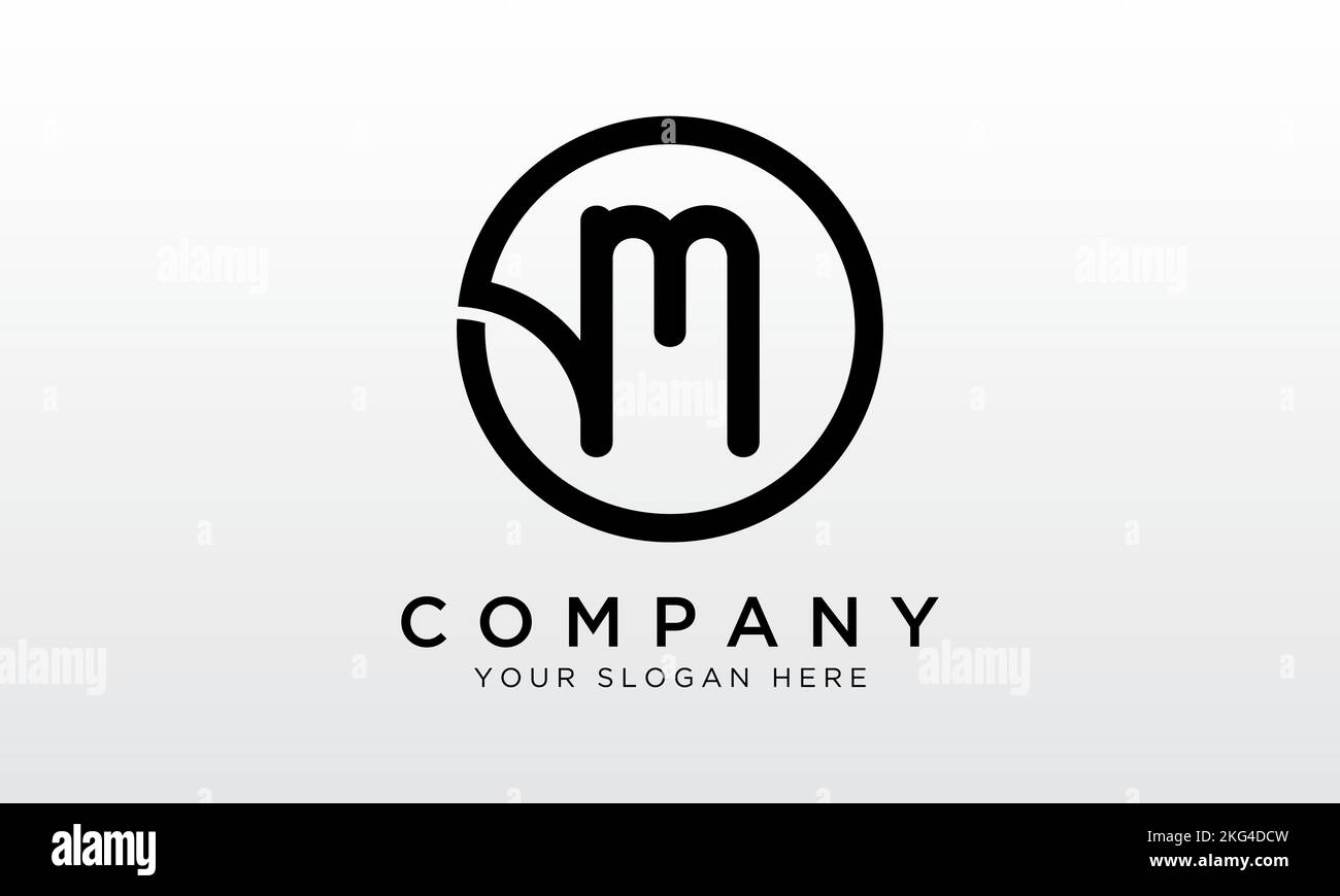 Logo lettera M iniziale con forma circolare. Modello vettoriale moderno e unico Creative M Logo Design. Illustrazione Vettoriale