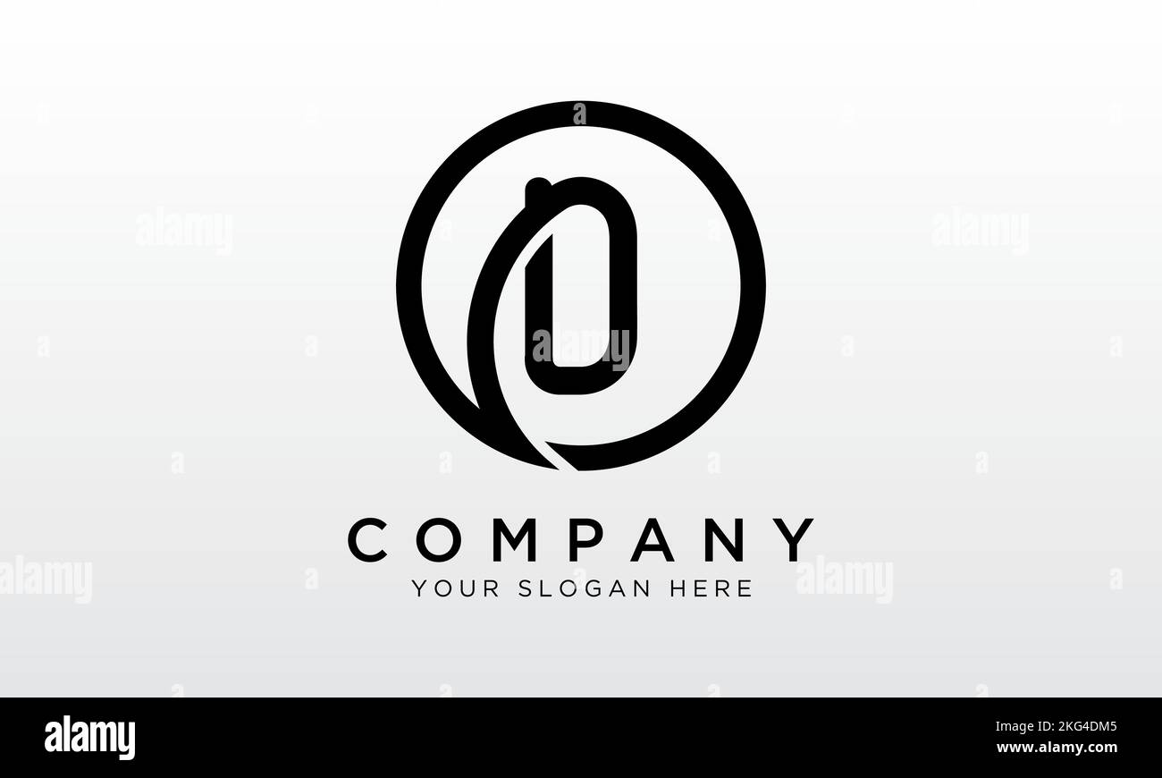 Logo lettera D iniziale con forma circolare. Modello vettoriale moderno e unico Creative D Logo Design. Illustrazione Vettoriale