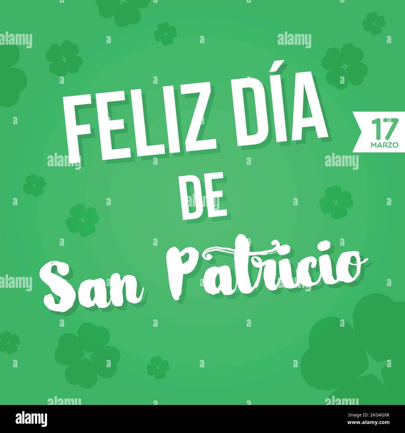 Buon giorno di San Patrizio in spagnolo. Feliz dia de San Patricio. Marzo 17. Illustrazione vettoriale, design piatto Illustrazione Vettoriale