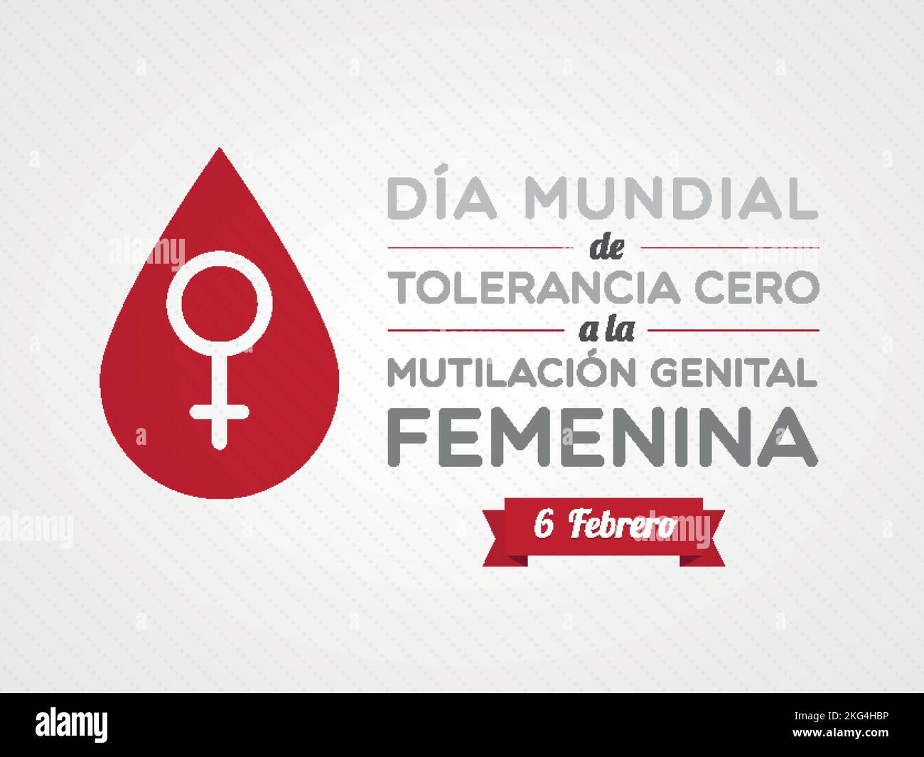 Giornata internazionale della tolleranza zero per la mutilazione genitale femminile. Spagnolo. Febbraio 6. Illustrazione vettoriale, design piatto Illustrazione Vettoriale