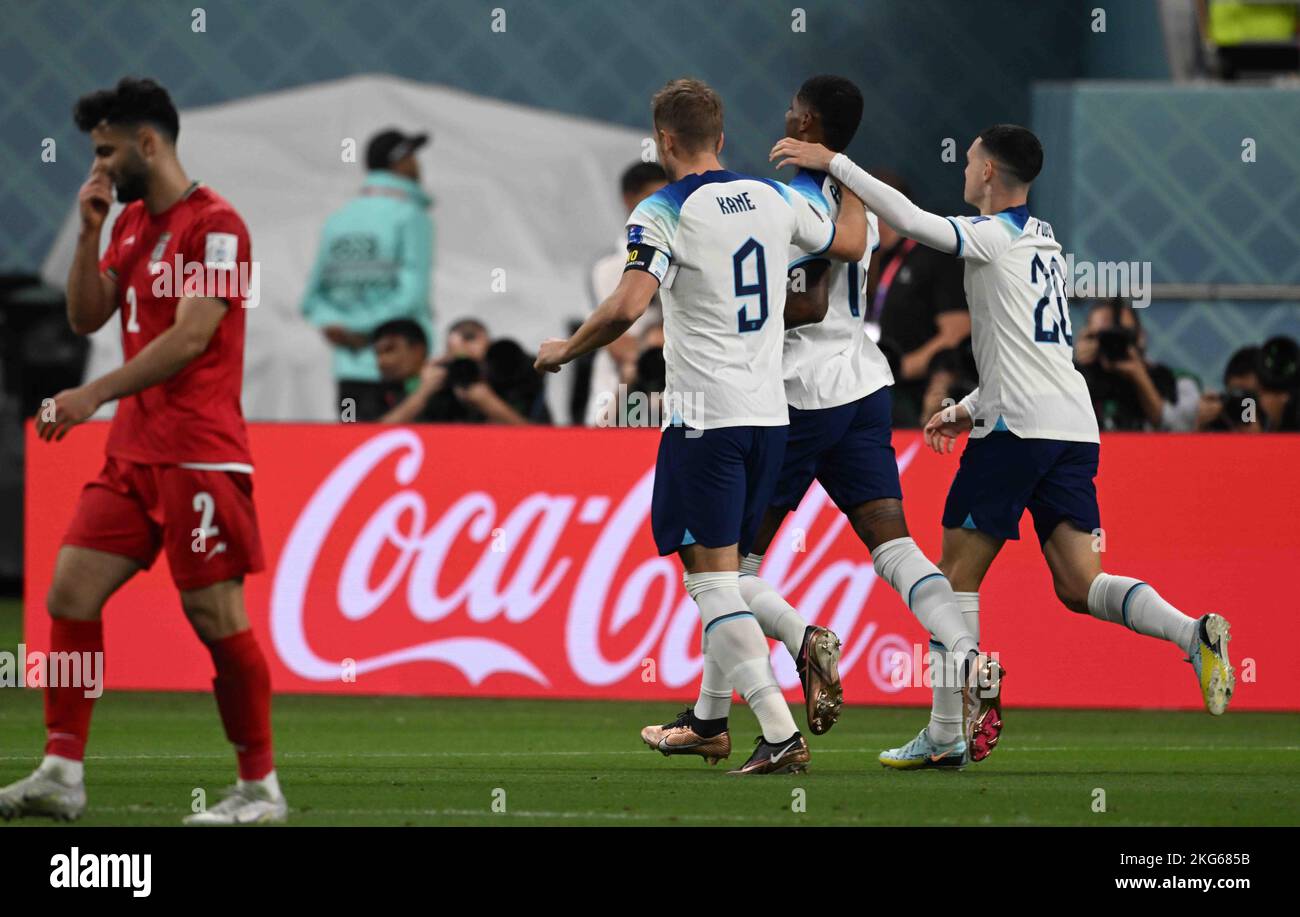 DOHA, Qatar. , . Harry Kane (FW) 9, Bukayo Saka (FW) 17, Phil Foden 20, Credit: SPP Sport Press Photo. /Alamy Live News Foto Stock