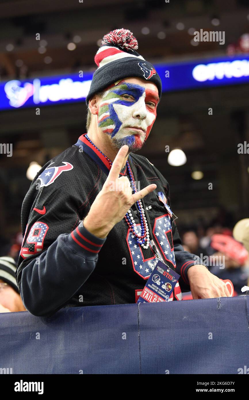Fedeli Houston Texans e durante la NFL Football Game tra i Washington Commanders e gli Houston Texans Domenica, 20 novembre 2022, a NRG Foto Stock