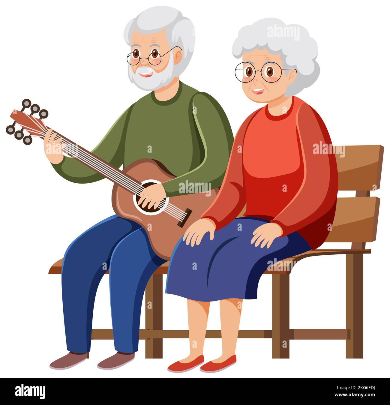 Coppia anziana che suona l'illustrazione della musica Foto Stock