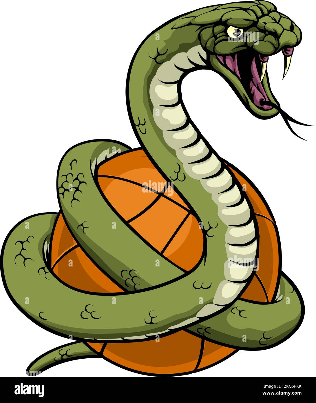 Snake Basketball Ball Animal Sports Team Mascot Illustrazione Vettoriale