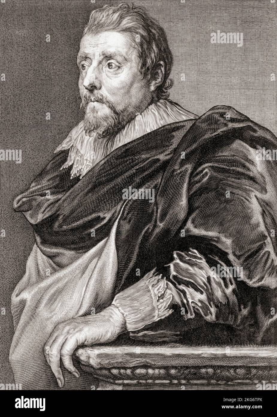 Frans Francken il giovane, 1581 – 1642. Artista fiammingo. Da una stampa del 17th° secolo di Willem Hondio dopo il dipinto di Sir Anthony van Dyke. Foto Stock