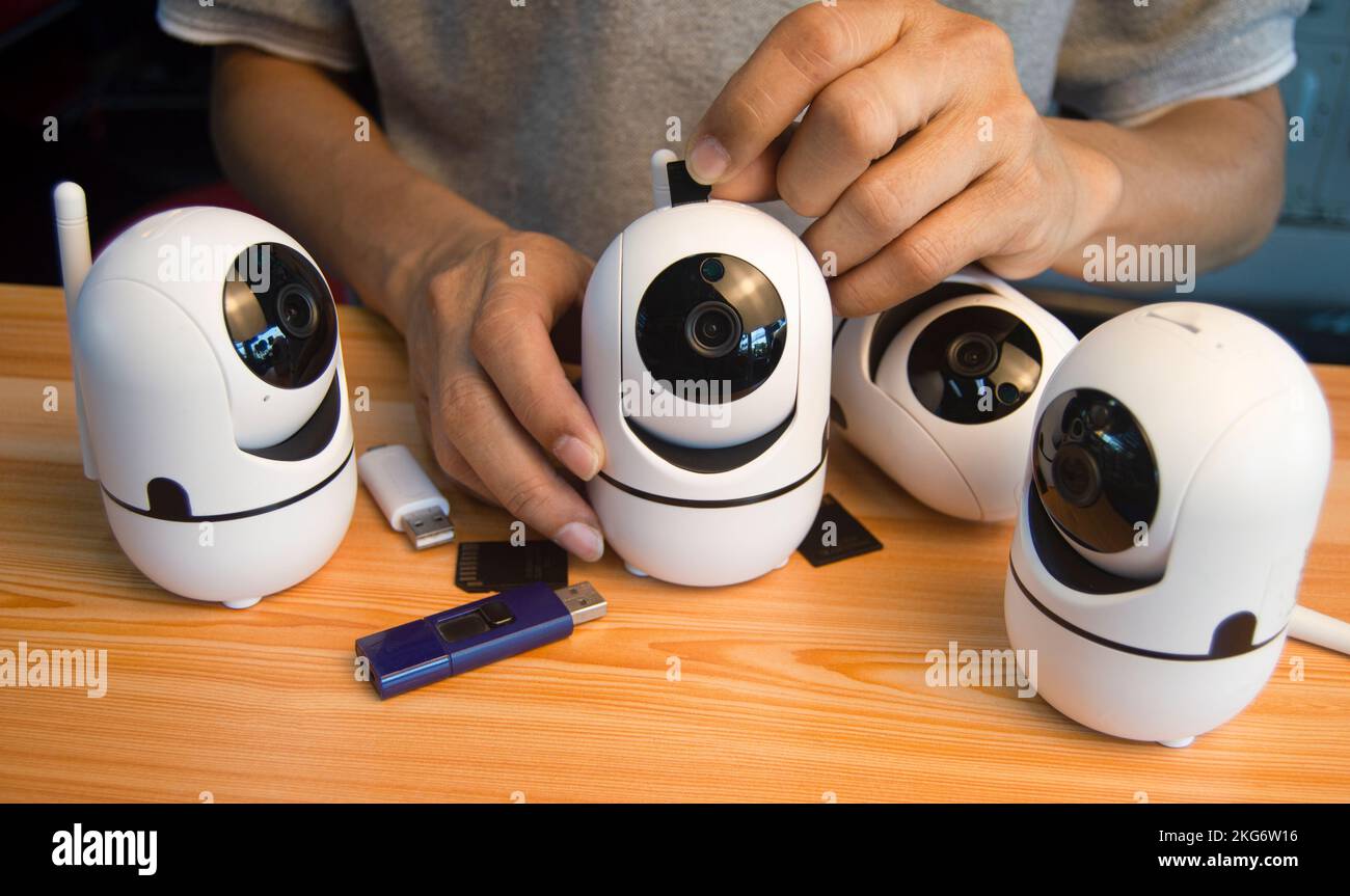 Telecamera ip concettuale con funzionamento manuale Foto Stock