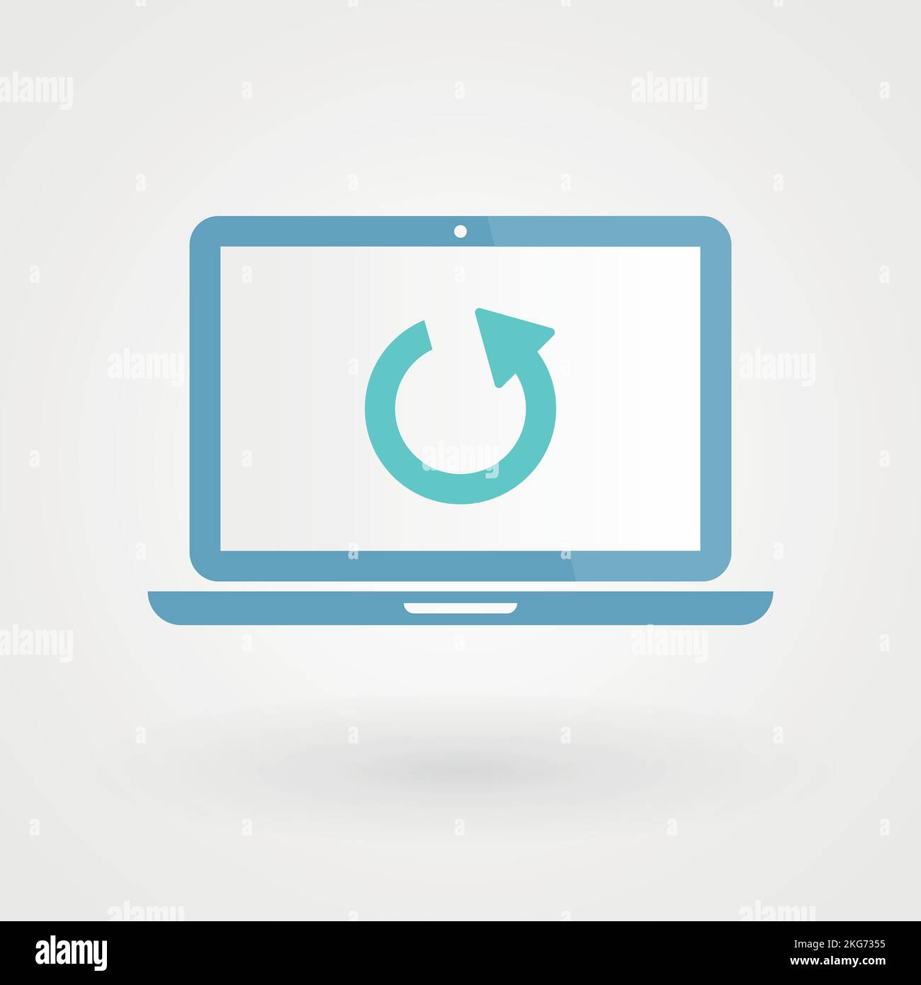 Notebook e icona di aggiornamento. Concetto di reset. Illustrazione vettoriale, design piatto Illustrazione Vettoriale