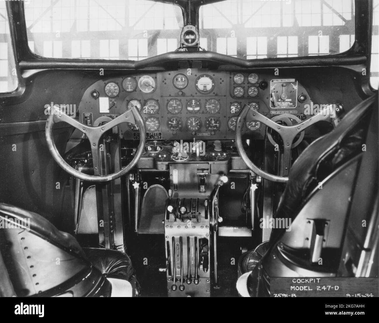 Abitacolo dell'aeromobile da trasporto Boeing 247-D. 1934 Foto Stock