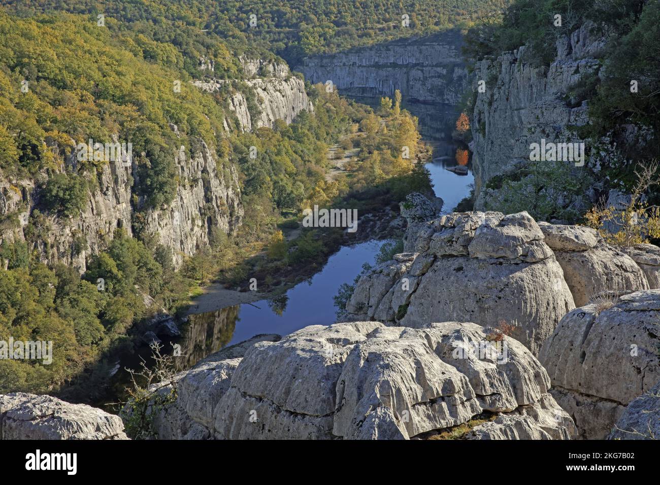 Francia, Ardèche, Chassagne, Berrias, gole del Chassezac Foto Stock