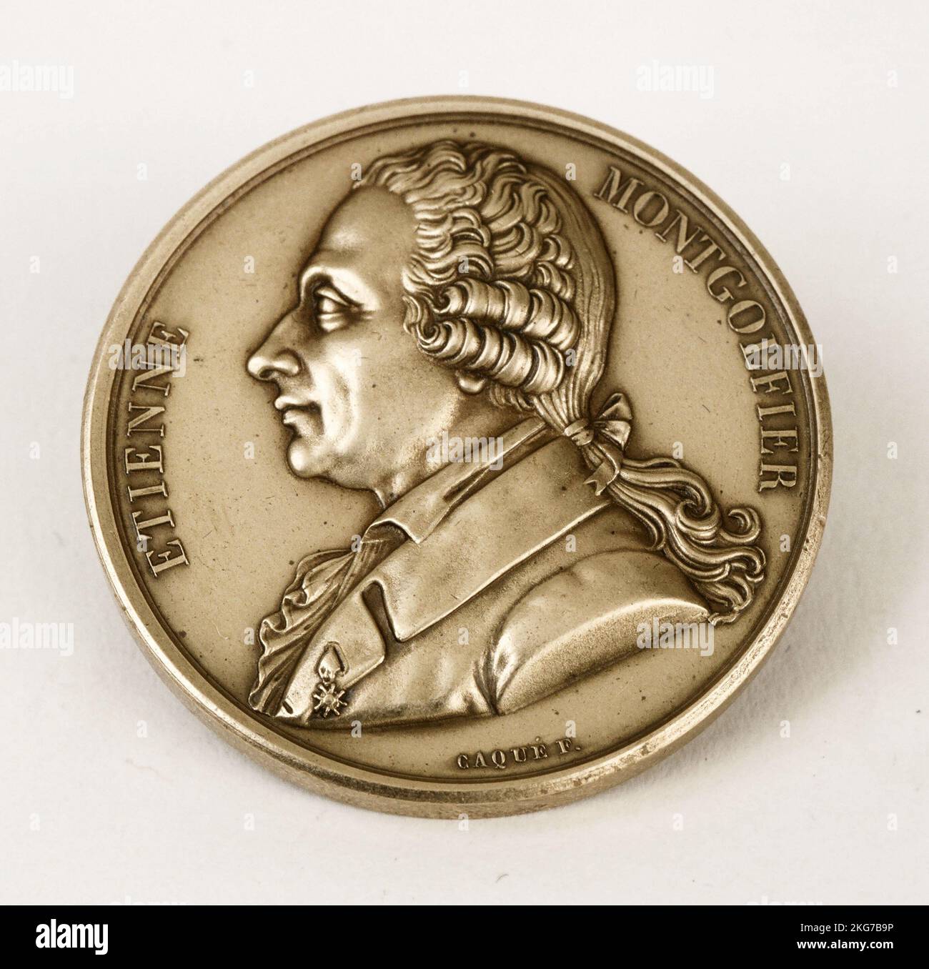 F. Caqué, medaglia scultore con il profilo di Etienne Montgolfier (obverse) Bronzo (diametro 4,2 cm) Collezione Muller-Quênot Foto Stock