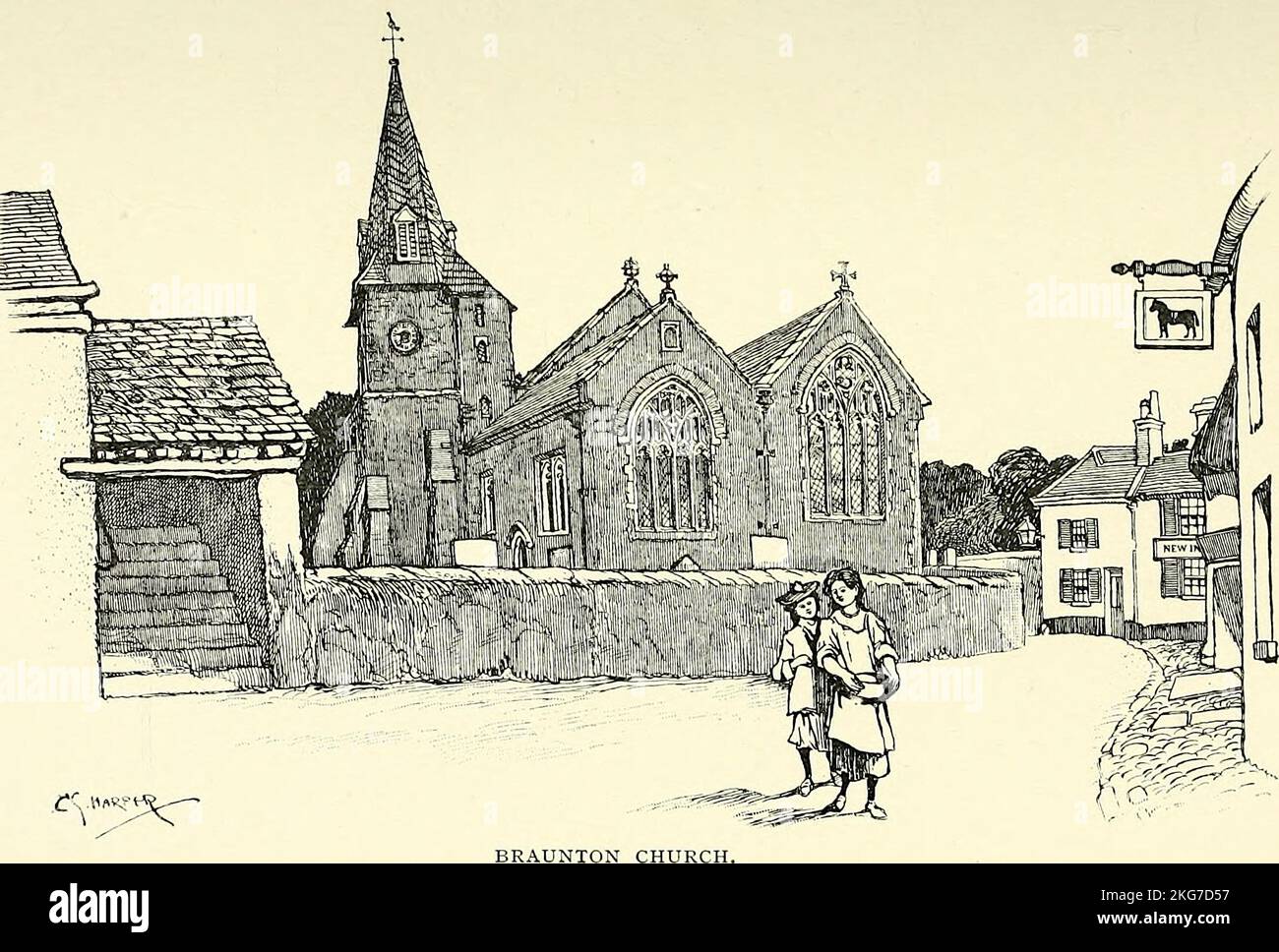 Charles George Harper - North Devon Coast - Braunton Church - 1908 Foto Stock