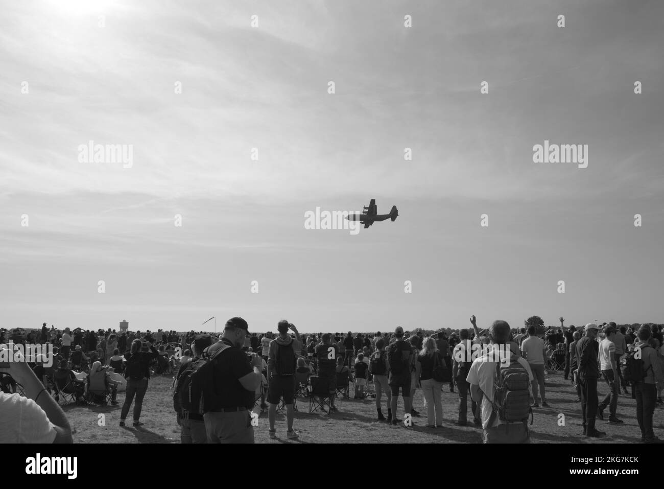 Un colpo gracale di aereo da trasporto C-130 al salone aereo di Sanicole in Belgio. Foto Stock