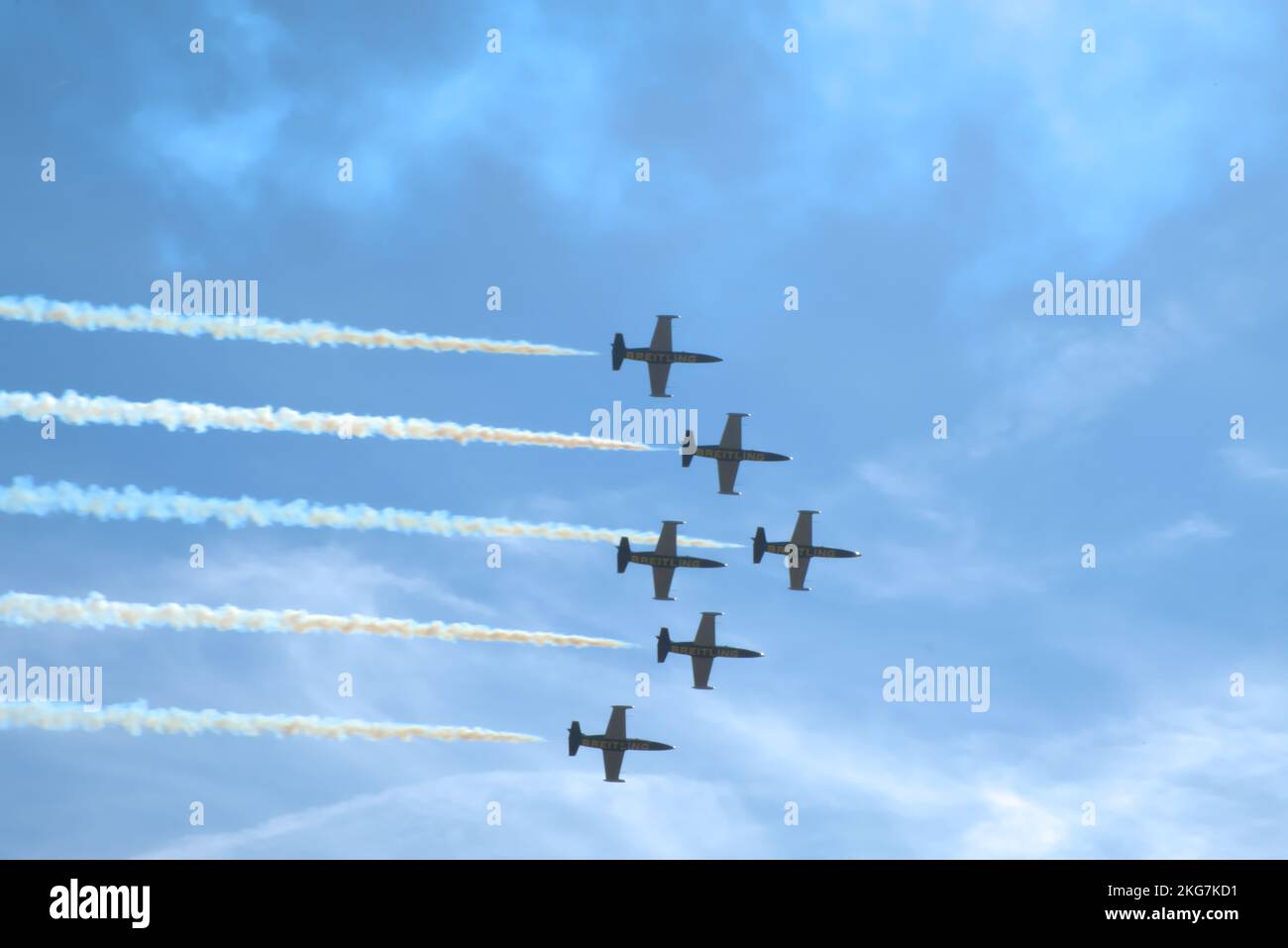 Il team dimostrativo Breitling Air al salone aereo di Sanicole in Belgio. Foto Stock