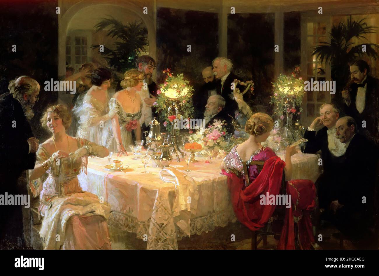 La fine della cena, 1913 - Jules-Alexandre Grün (1868-1934) Foto Stock