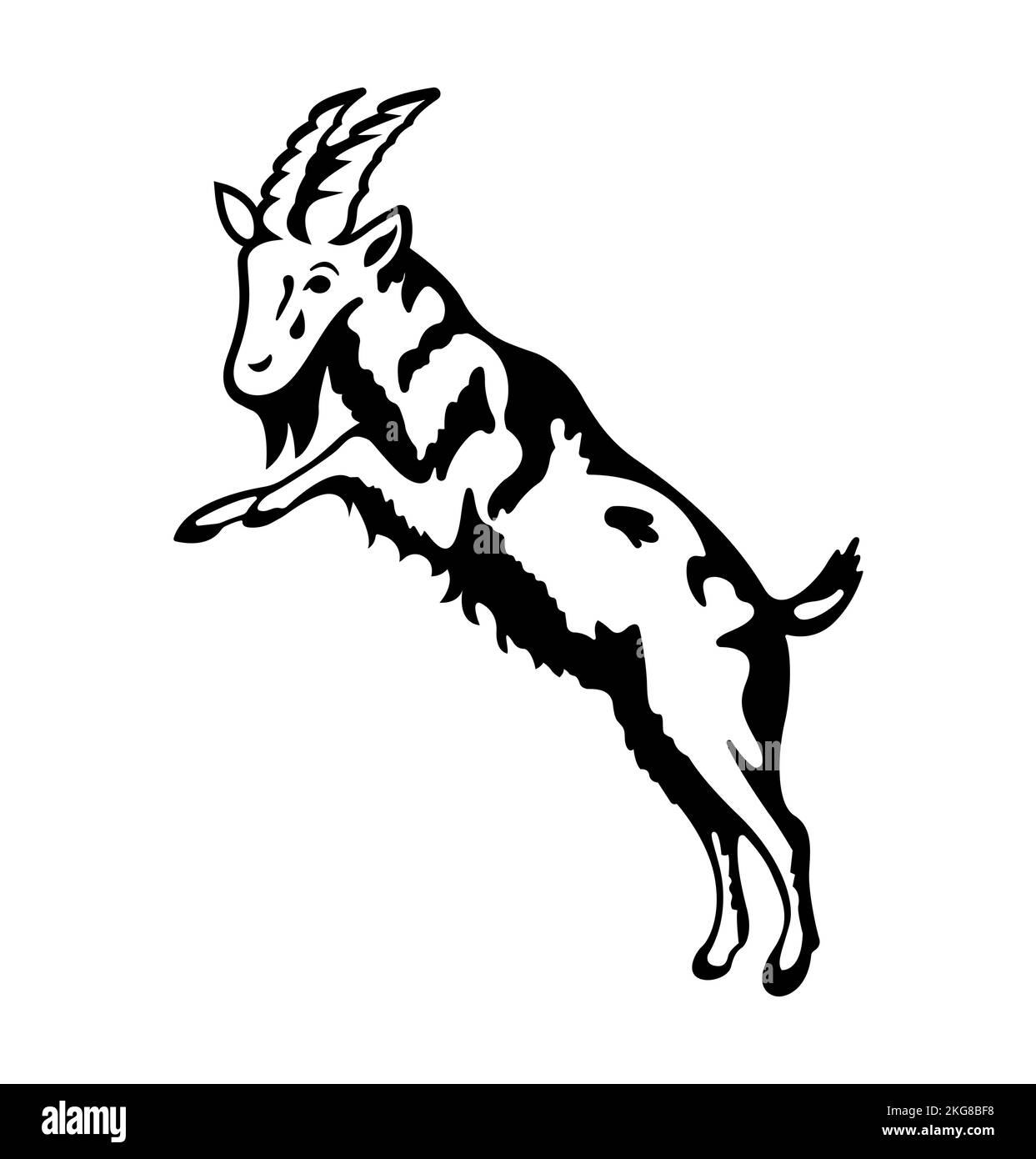 Una semplice illustrazione vettoriale di una capra che salta Illustrazione Vettoriale