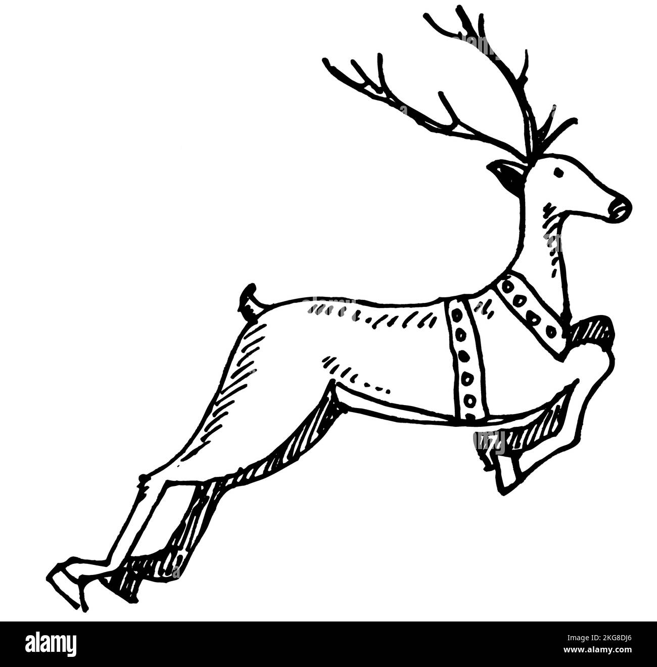 Icona delle renne disegnata a mano libera Illustrazione Vettoriale