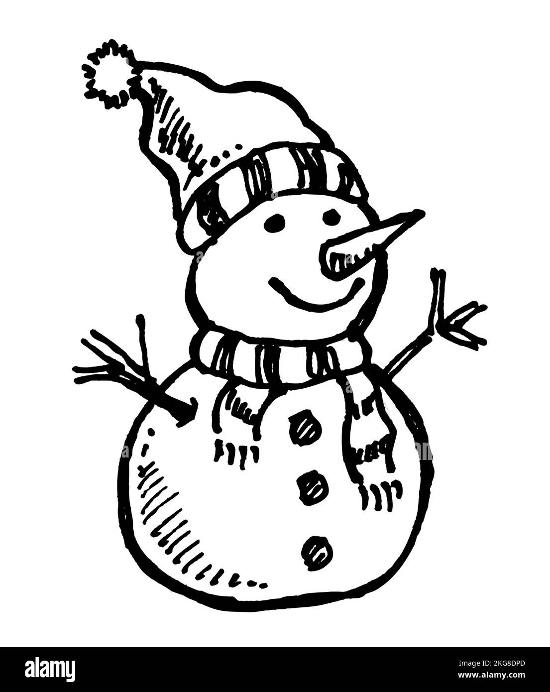 Icona Snowman disegnata a mano libera Illustrazione Vettoriale