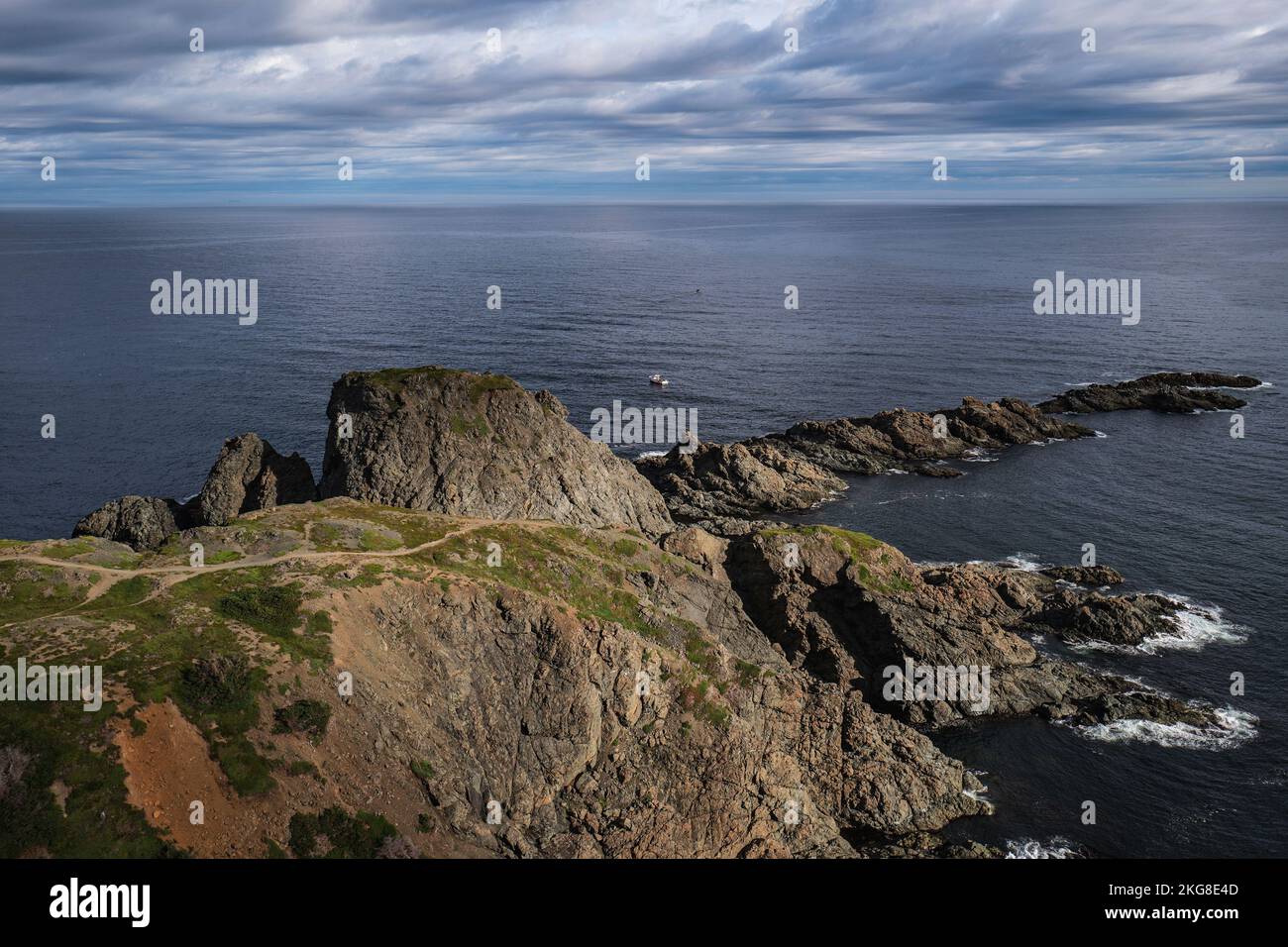 Canada, Labrador, Terranova, Twillingate, Vista ad angolo alto della costa rocciosa Foto Stock