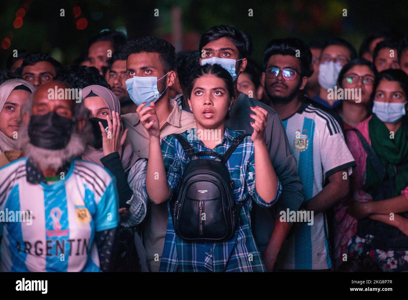 I tifosi festeggiano la partita di calcio della Coppa del mondo FIFA Foto Stock