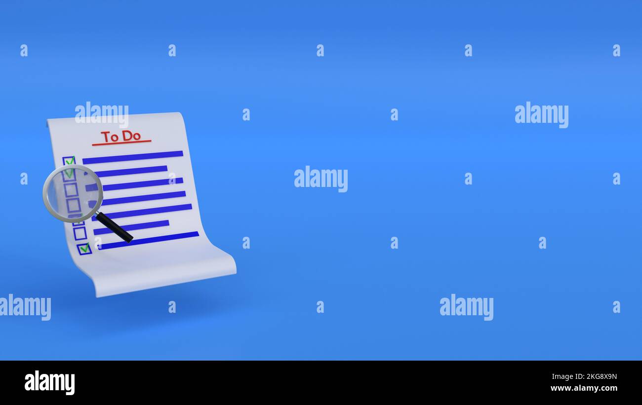 isolato per fare checklist 3d rendering , gestione del tempo concept design 3d illustrazione, migliore uso per la presentazione del concetto di gestione o social media Foto Stock