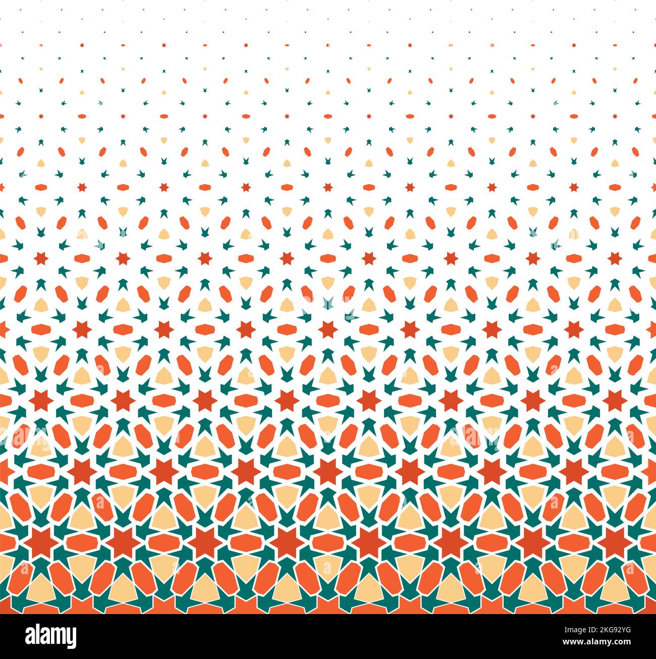 Pattern geometrico di figure a colori su sfondo bianco.ornamento arabo.opzione con un METODO medio di dissolvenza in uscita.SCALA. Illustrazione Vettoriale