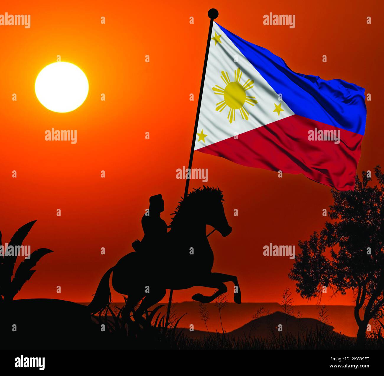 Philippines National Flag on Floor 3D rendering Foto Stock