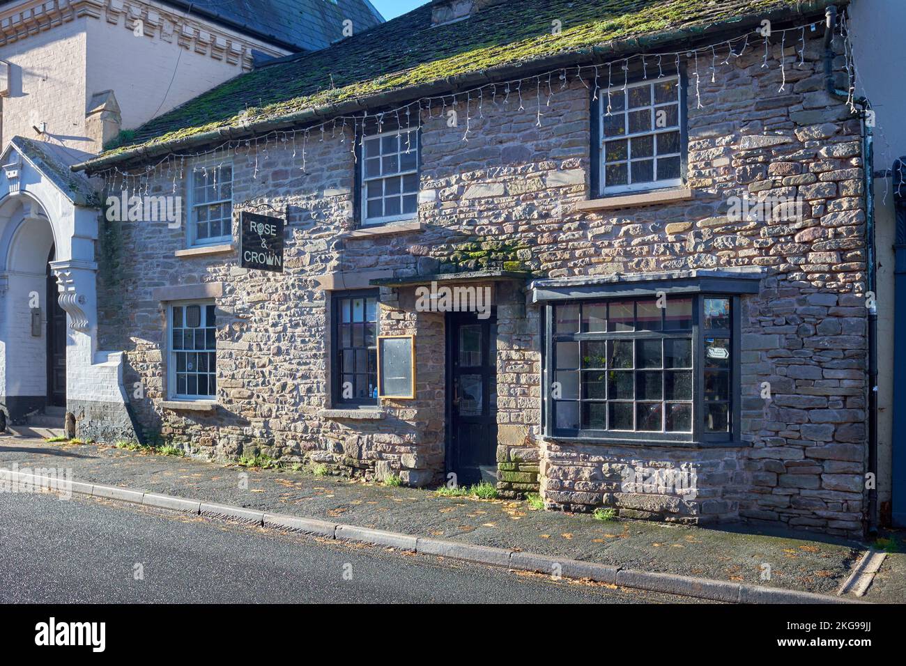 The Rose & Crown pub, Hay on Wye, Galles Foto Stock