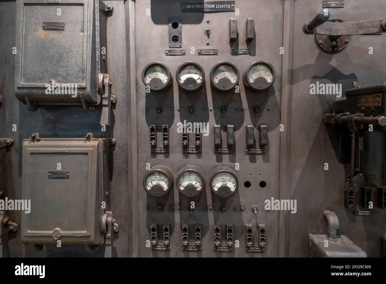 Pannello di controllo presso la stazione Bawdsey Radar Foto Stock