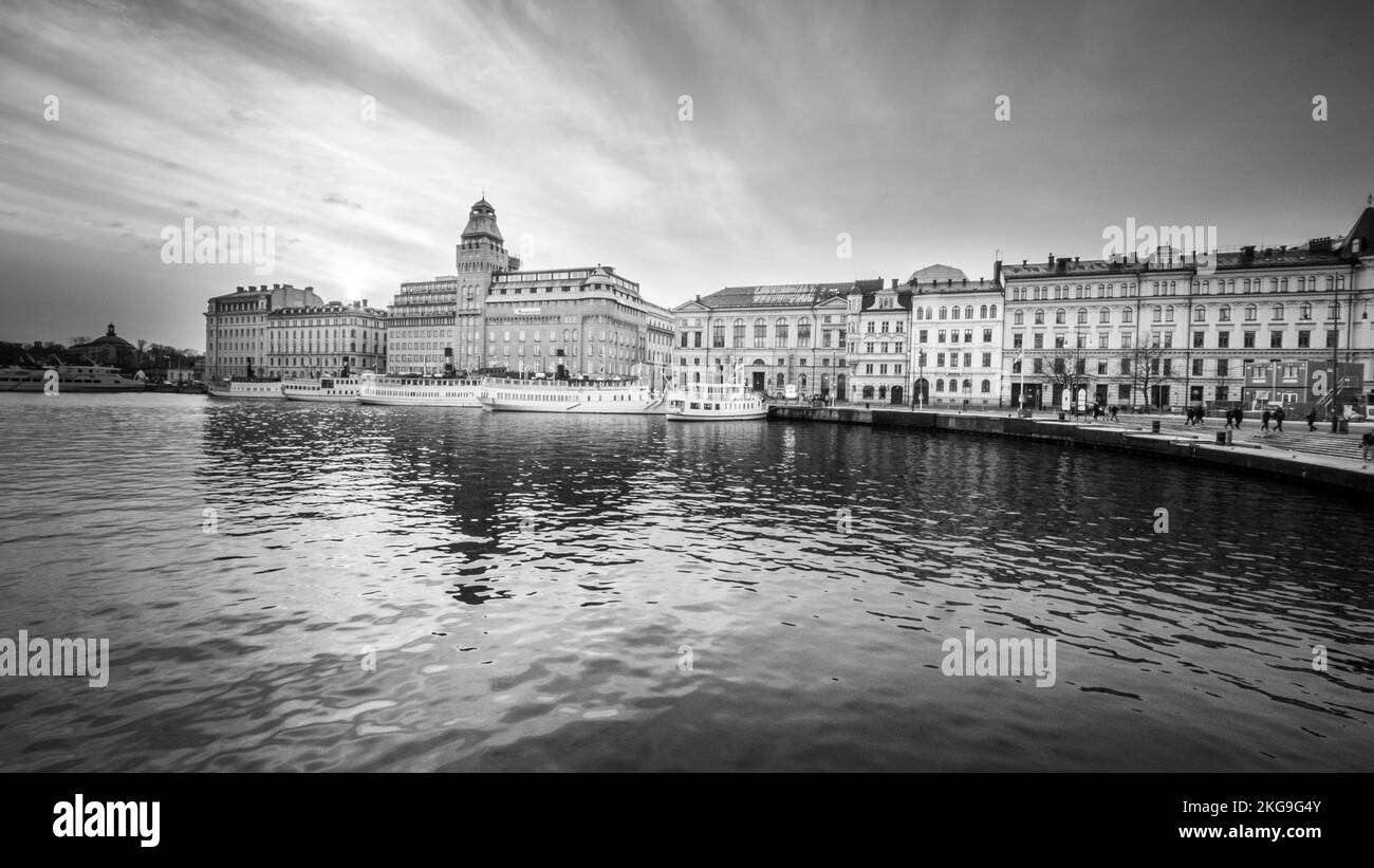 Vista panoramica del centro storico di Gamla Stan a Stoccolma, Svezia Foto Stock