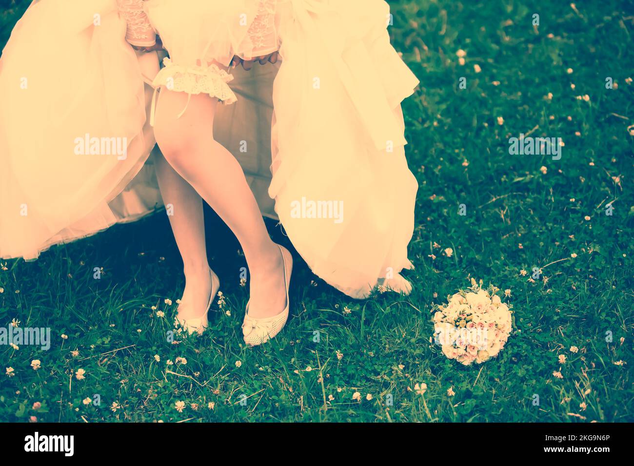 Accessori per matrimoni Brides, fotografia d'epoca all'aperto, mer Foto Stock