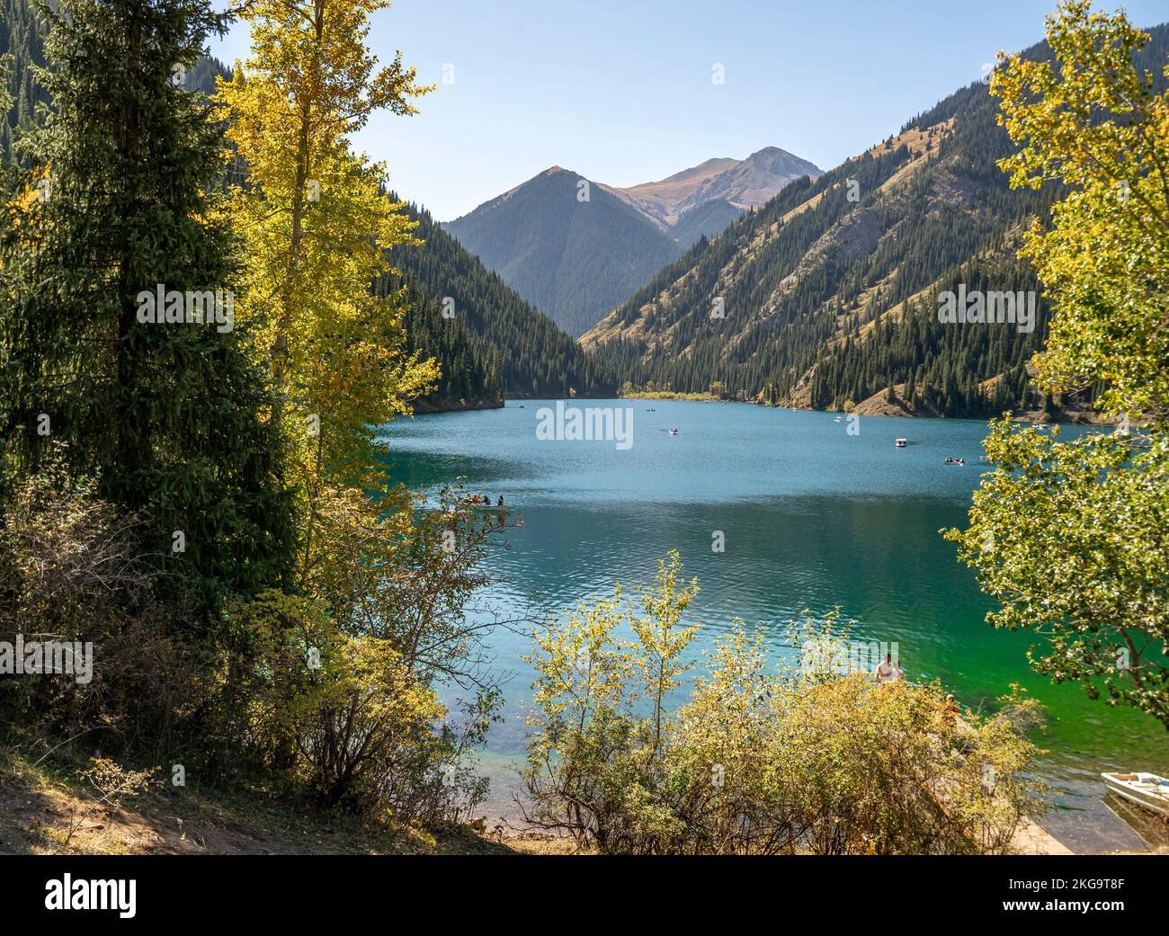 Parco Nazionale dei Laghi di Kolsay; versante nord dei Monti Tian Shan, sud-est del Kazakistan. Autunno, settembre Foto Stock