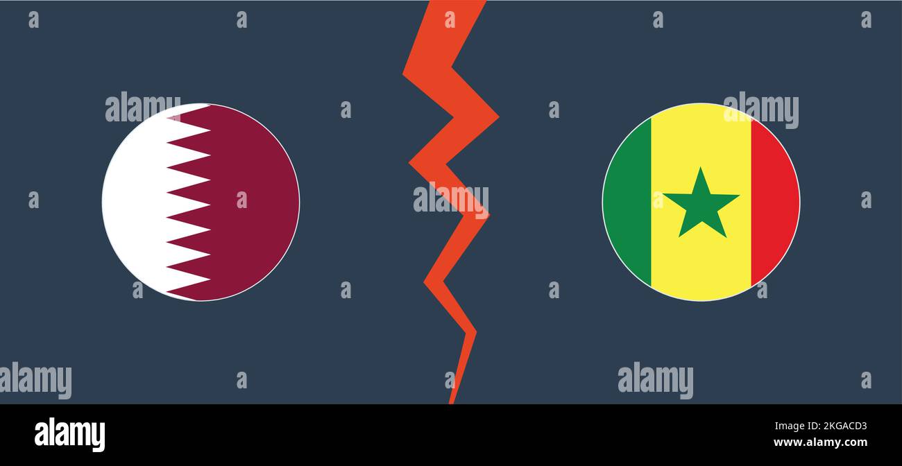 Qatar vs Senegal con un confine circolare. Illustrazione Vettoriale