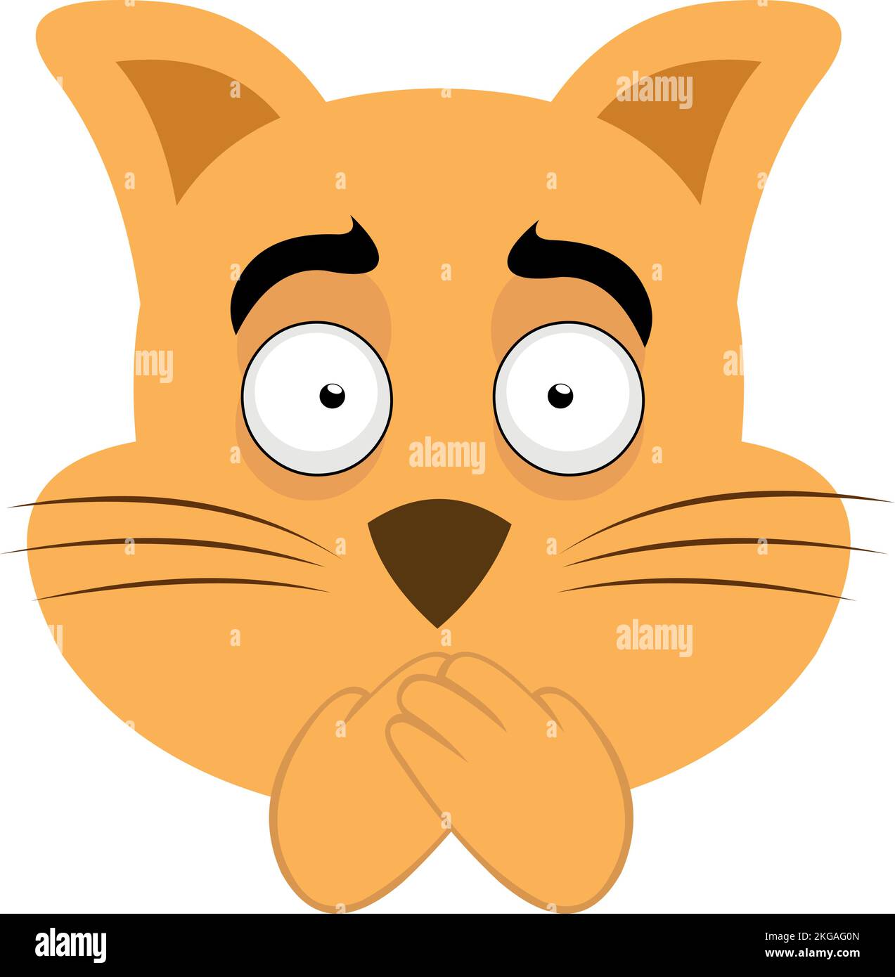 Illustrazione vettoriale del volto di un gatto cartoon che copre la bocca Illustrazione Vettoriale