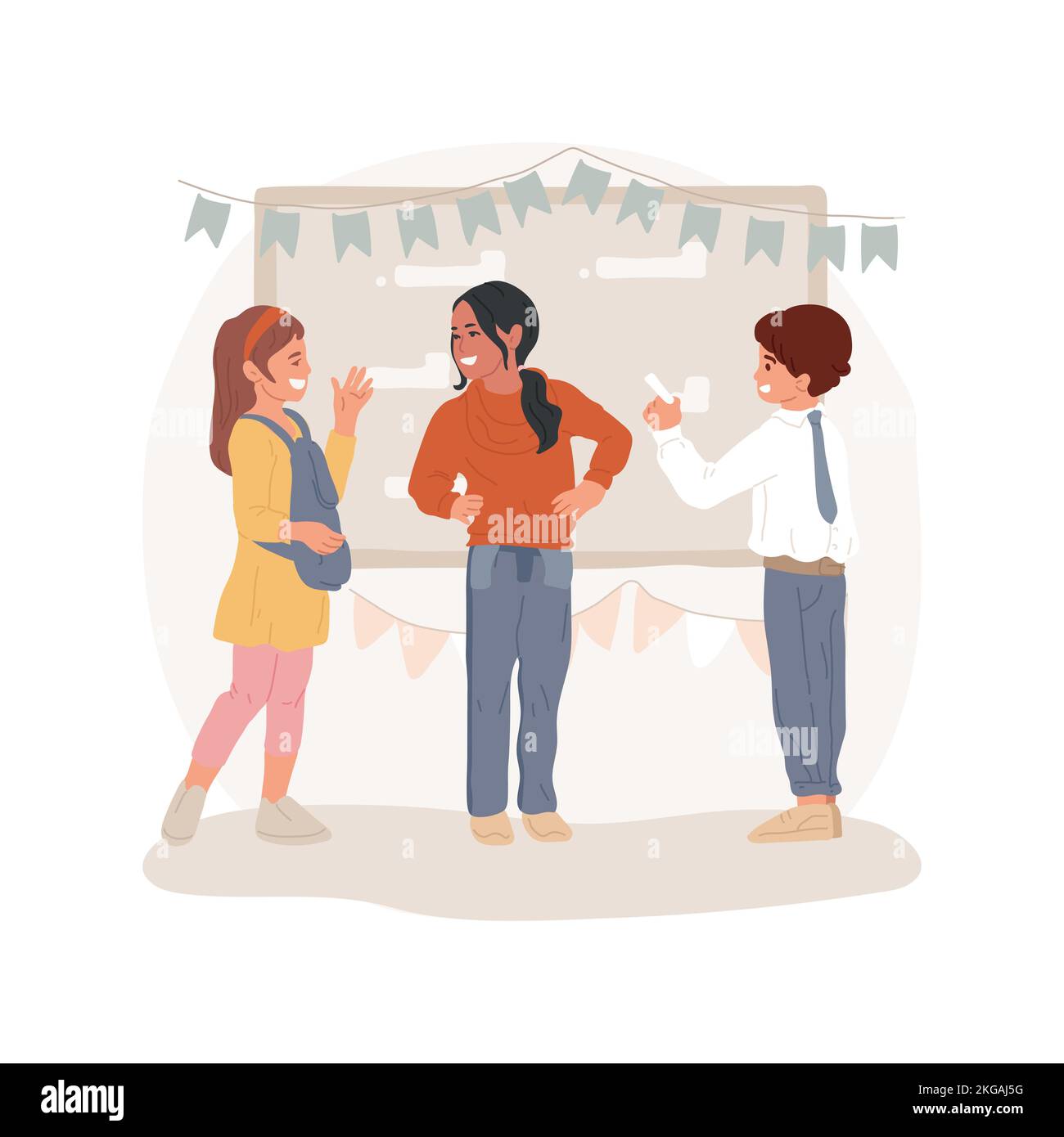 Illustrazione del vettore dei cartoni animati isolati all'indietro del giorno. I capretti portano i vestiti all'interno fuori, imparano a scrivere il vostro nome indietro, salutano invece il buon acquisto, il funday della scuola, il cartone animato vettoriale della settimana dello spirito. Illustrazione Vettoriale